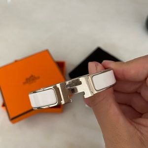 Hermès H clic bracelet PM white and silver